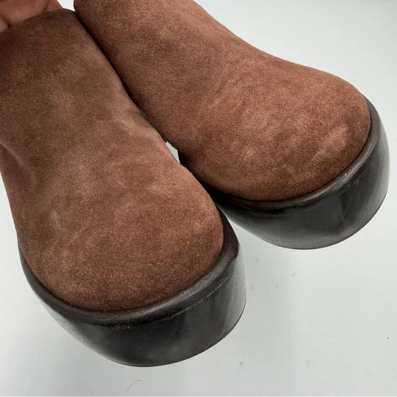 NEW Everlane Dark Umber Brown Suede Wooden Puffa Platform Clog 7 - Picture 5 of 16
